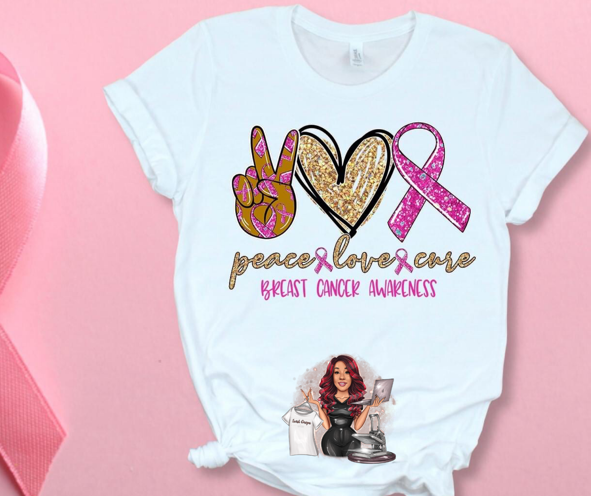 Peace Love Cure Breast Cancer Shirt